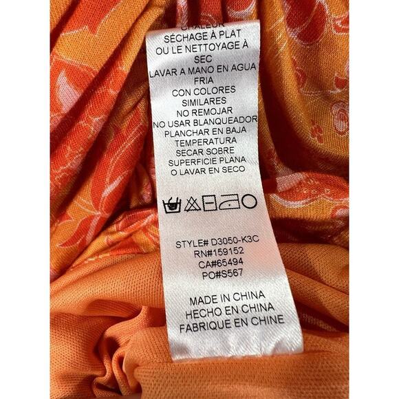 Anthropologie BTFL-life Orange Floral Ruched Mini Dress Size M NWT Beach Party - Picture 9 of 9